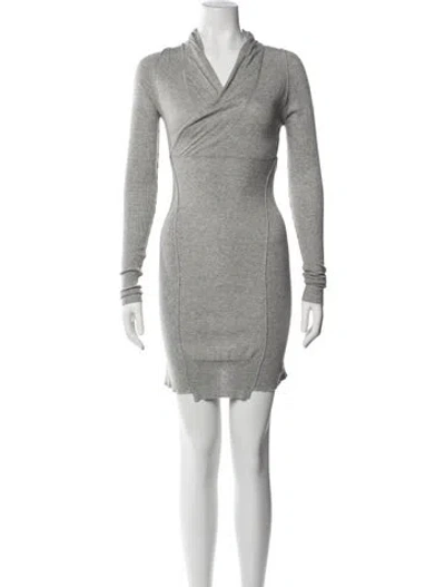 Pre-owned Allsaints V-neck Mini Dress In Grey
