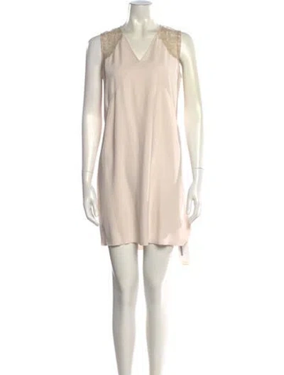 Pre-owned Allsaints V-neck Mini Dress In Neutral