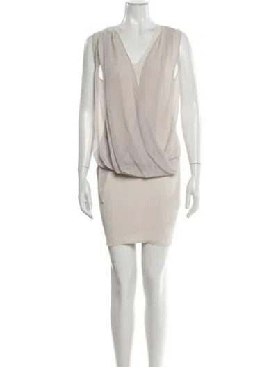 Pre-owned Allsaints V-neck Mini Dress In Neutral