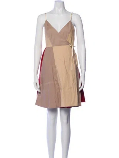 Pre-owned Allsaints V-neck Mini Dress In Neutral