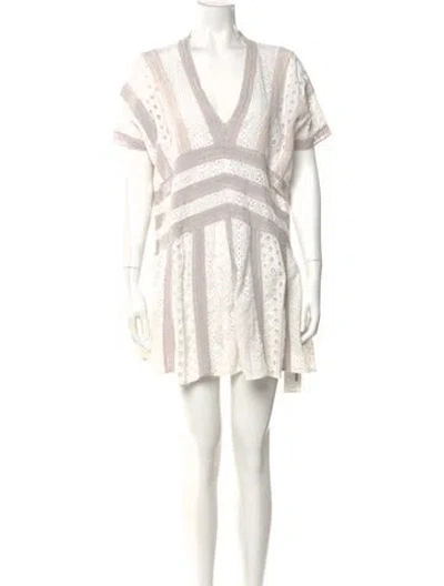 Pre-owned Allsaints V-neck Mini Dress In Neutral