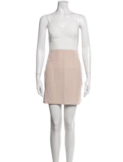 Pre-owned Allsaints V-neck Mini Dress In Neutrals