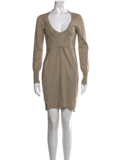 Pre-owned Allsaints V-neck Mini Dress In Neutrals