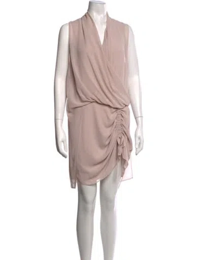 Pre-owned Allsaints V-neck Mini Dress In Neutrals