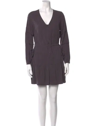 Pre-owned Allsaints V-neck Mini Dress In Purple