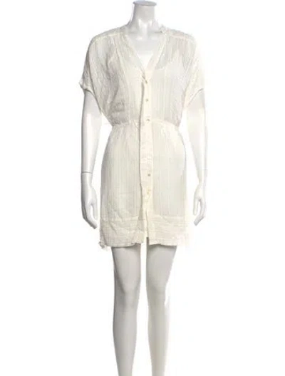 Pre-owned Allsaints V-neck Mini Dress In White