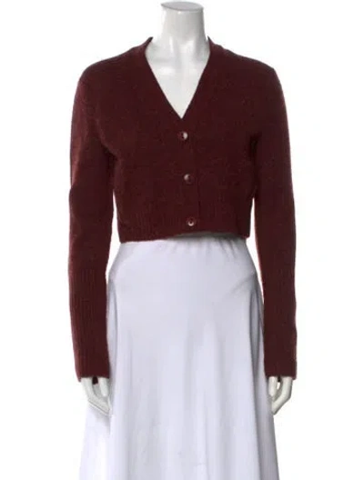 Pre-owned Allsaints V-neck Sweater In Burgundy