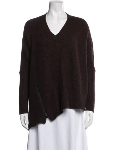 Pre-owned Allsaints V-neck Sweater In Burgundy