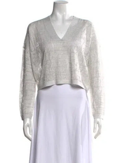 Pre-owned Allsaints V-neck Sweater In Grey/metallic