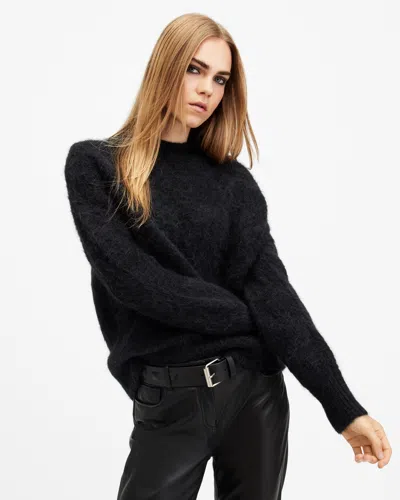 Allsaints Vortex V-neck Relaxed Fit Sweater In Black