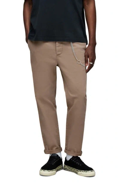 Allsaints Walde Stretch Cotton Chinos In Moorland Brown