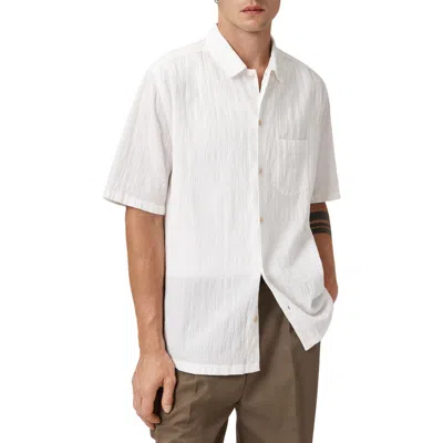 Allsaints Walton Short Sleeve Stretch Cotton Seersucker Button-up Shirt In White