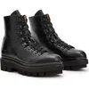 Allsaints Wanda Croc-embossed Leather Lace-up Boots In Black