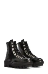 Allsaints Wanda Genuine Shearling Lug Sole Combat Boot In Black