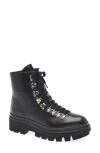 Allsaints Wanda Genuine Shearling Lug Sole Combat Boot In Black