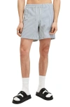 Allsaints Warden Elasticated-waist Striped Woven Swim In White/ Grey