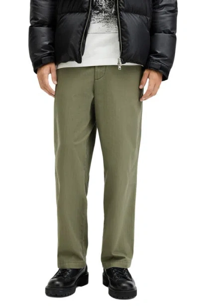Allsaints Warden Wide Leg Trousers In Faded Khaki Green