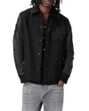 Allsaints Warrenton Leather Sleeve Bomber Jacket In Black