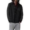 Allsaints Warrenton Leather Sleeve Bomber Jacket In Black
