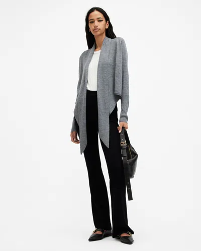 Allsaints Wasson Pirate Lightweight Cardigan In Grey Marl