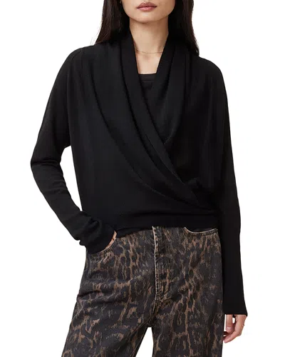 Allsaints Wasson Pirate Wool Cardigan In Black