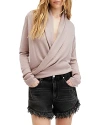 Allsaints Wasson Rib Open Front Wool Cardigan In Pashmina Pink