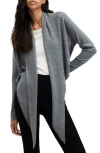 Allsaints Wasson Pirate Wrap Merino Wool Cardigan In Grey Marl