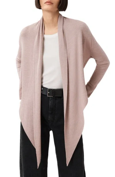 Allsaints Wasson Pirate Wrap Merino Wool Cardigan In Pink