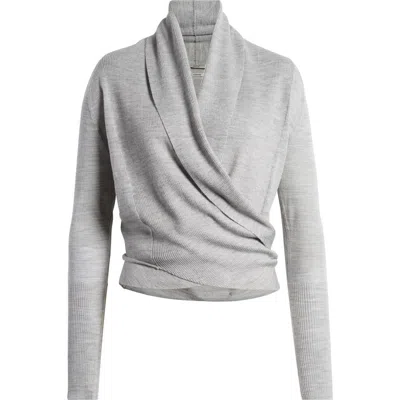 Allsaints Wasson Rib Open Front Wool Cardigan In Ultimate Grey