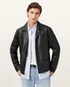Allsaints Watts Cropped Leather Blazer In Black