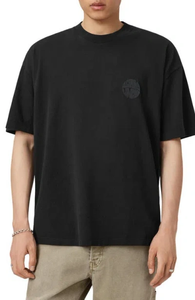 Allsaints Waved Graphic T-shirt In Black