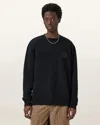 Allsaints Mens Jet Black Waved Crewneck Logo-print Cotton Sweatshirt Xs In Black