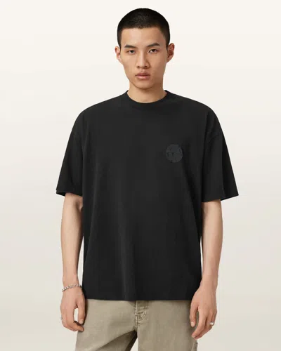 Allsaints Waved Short Sleeve T-shirt In Black