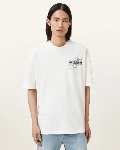 Allsaints Wavy Oversized Crew Neck T-shirt In Chalk White