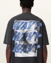 Allsaints Wavy Oversized Crew Neck T-shirt In Washed Black