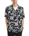 Allsaints Webb Relaxed Fit Button Down Camp Shirt In Jet Black