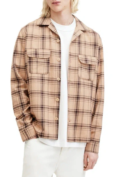 Allsaints Wendel Checked Relaxed Fit Shirt In Bramble Pink