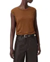 Allsaints Womens Torte Brown West Sleeveless Jersey Top In Brown