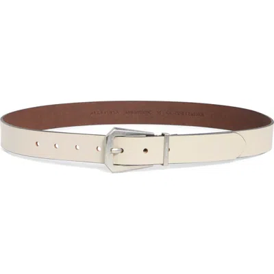 Allsaints Western Hex Buckle Belt In Gypsum White / Antique Nickel