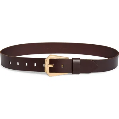 Allsaints Western Hexagon Buckle Leather Belt In Brown