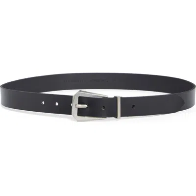 Allsaints Western Hexagonal Buckle Leather Belt In Black
