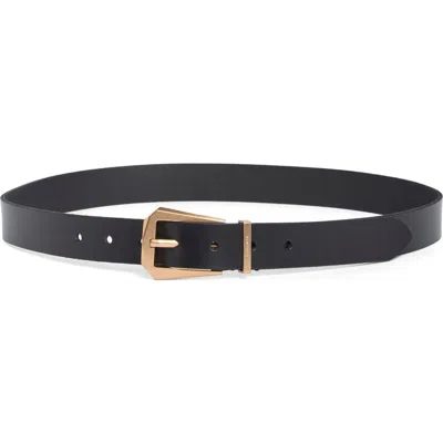 Allsaints Western Hexagonal Buckle Leather Belt In Black