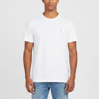 Pre-owned Allsaints White Logo Embroidered Jersey Crewneck T-shirt L