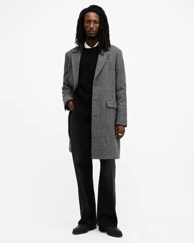 Allsaints Whitlock Checked Formal Coat In Grey