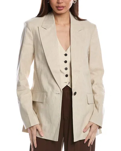 Allsaints Whitney Linen Blend Straight Leg Pants In Brown