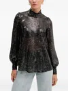 Allsaints Whitney Sequin High-neck Blouse In Black