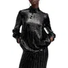 Allsaints Whitney Sequin High-neck Blouse In Black