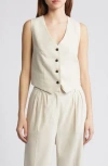 Allsaints Whitney Linen Blend V-neck Waistcoat In Neutral Beige
