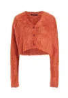 Allsaints Wick Brushed V-neck Cardigan In Red