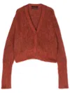Allsaints Wick Brushed V-neck Cardigan In Red